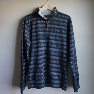Lands' End Mens Medium Blue Striped Sweater